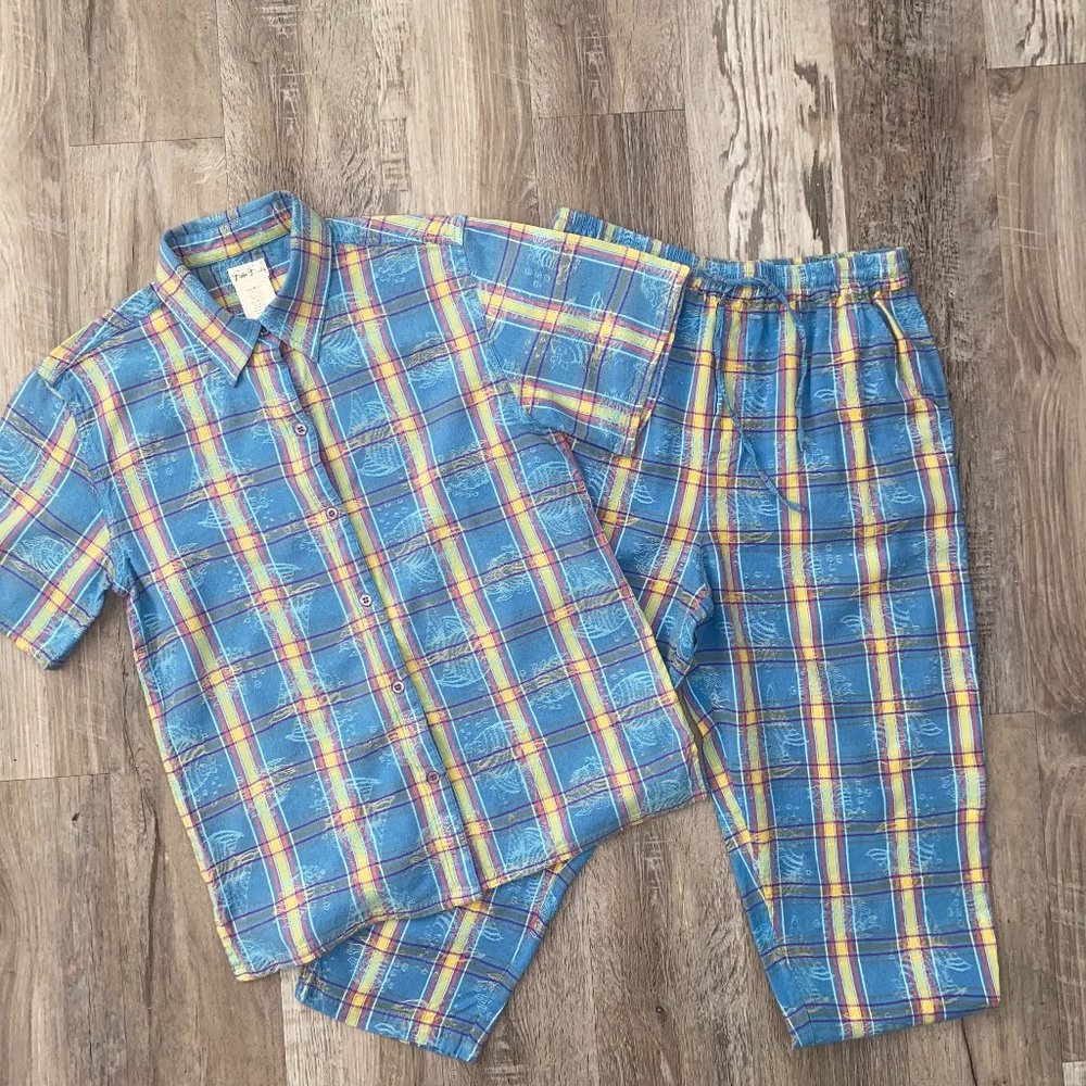 Vintage Bobbi Brooks 2 Piece Plaid Fish Set